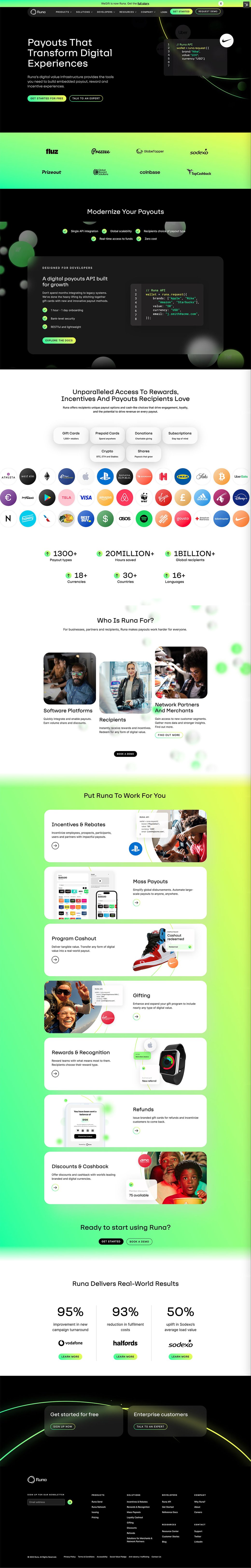 Runa homepage screenshot