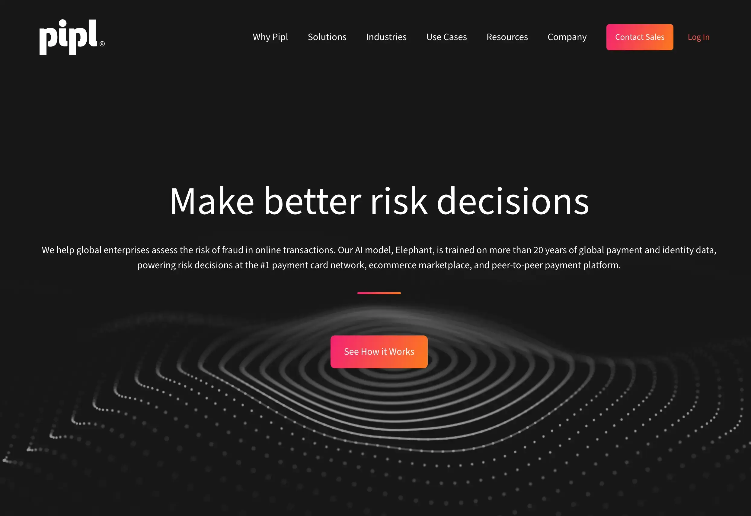 Pipl homepage before the HubSpot rebuild